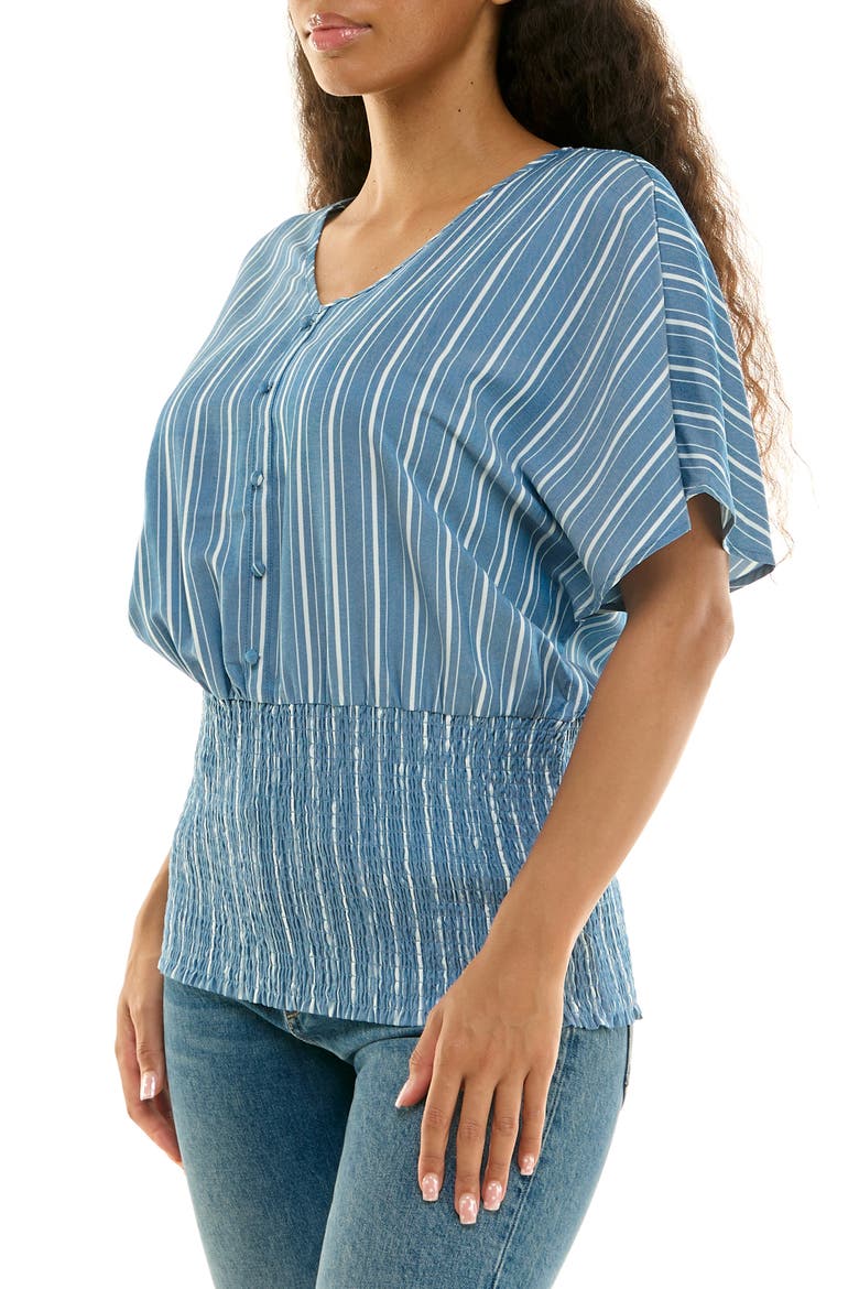 Striped Smock Top, Alternate, color, IVORY/ MID BLUE