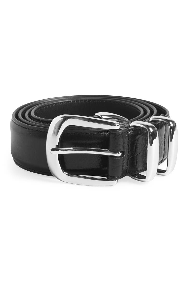 The Jordan Croc Embossed Leather Belt, Alternate, color, BLACK/NICKEL