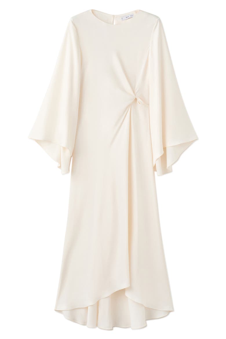 Twist Flutter Sleeve Satin Dress, Alternate, color, ECRU