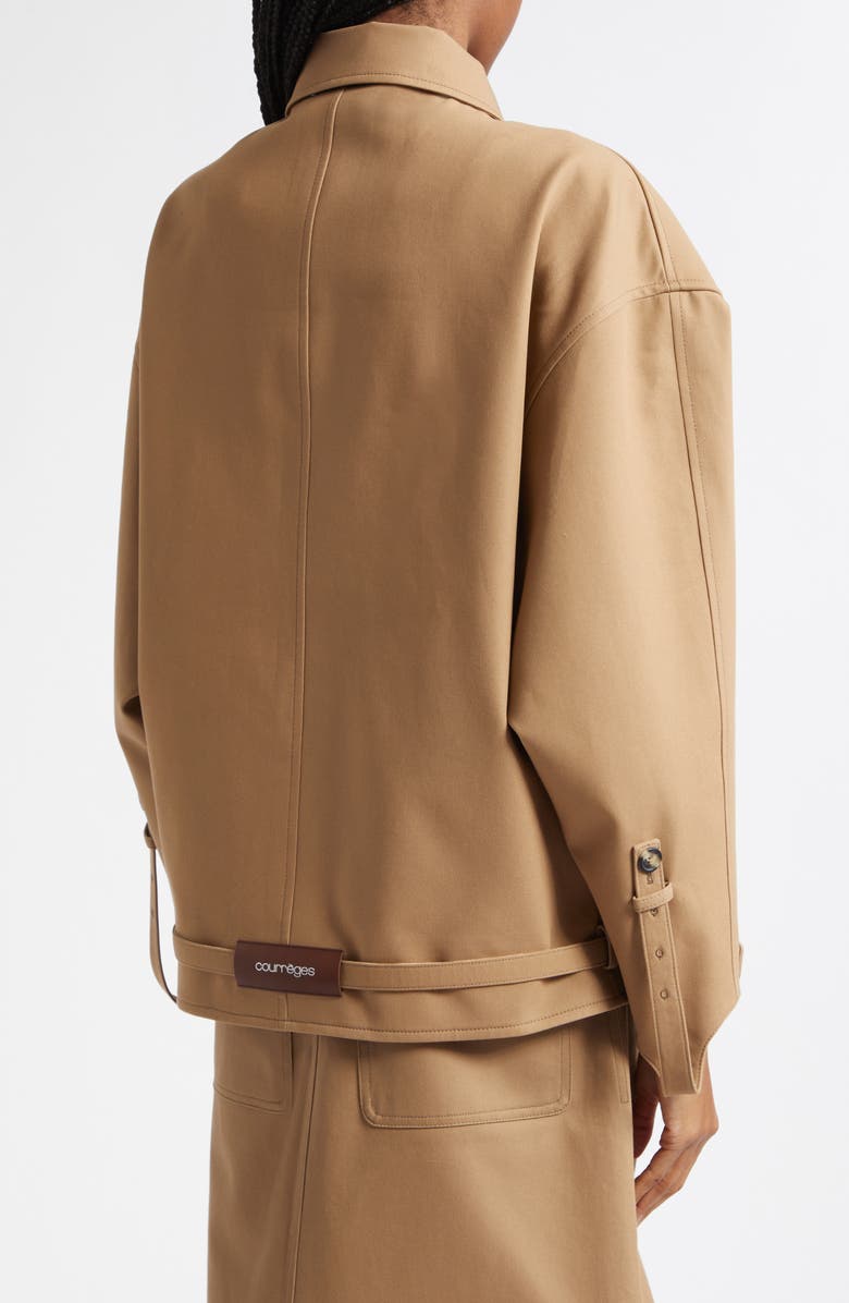 Courrèges Oblique Short Cotton Trench Jacket, Alternate, color, Fauve