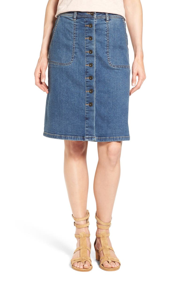 Two by Vince Camuto Button Front A-Line Denim Skirt, Main, color, 