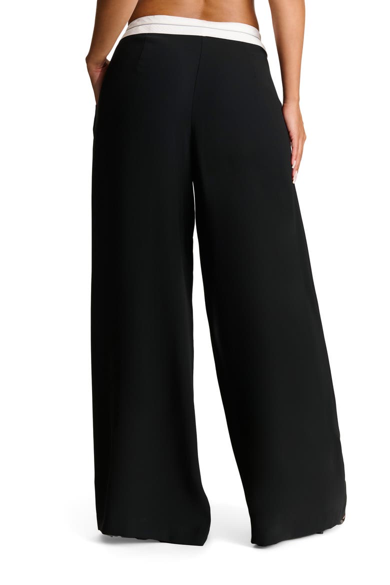 Foldover Waist Wide Leg Trousers, Alternate, color, BLACK