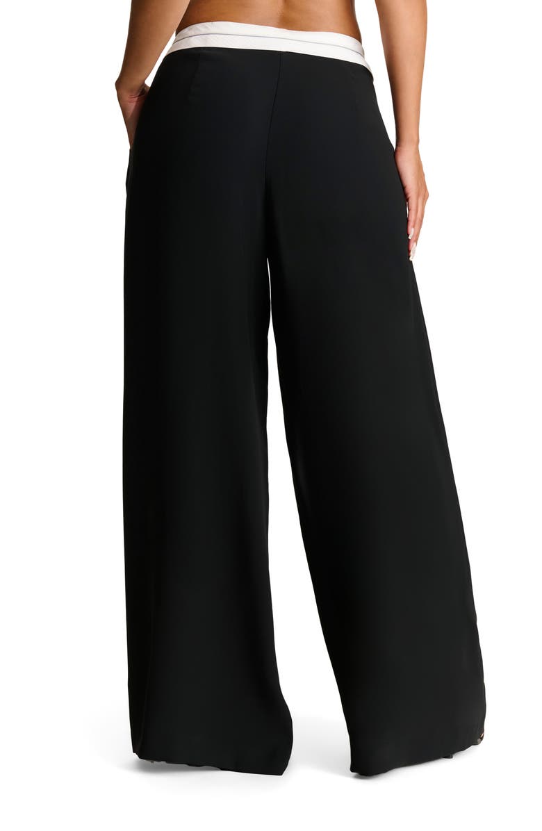Naked Wardrobe Foldover Waist Wide Leg Trousers, Alternate, color, Black