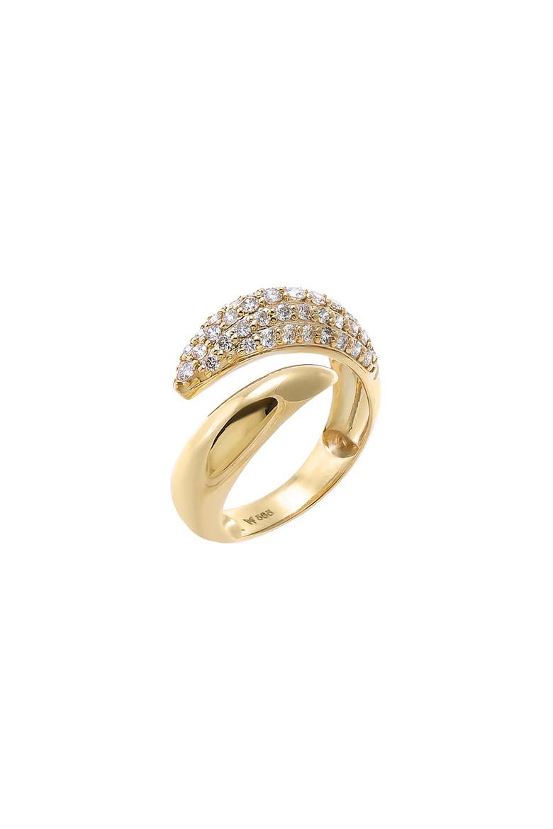 Diamond Pave Wrap Horn Pinky Ring 14K, Main, color, 14K Gold