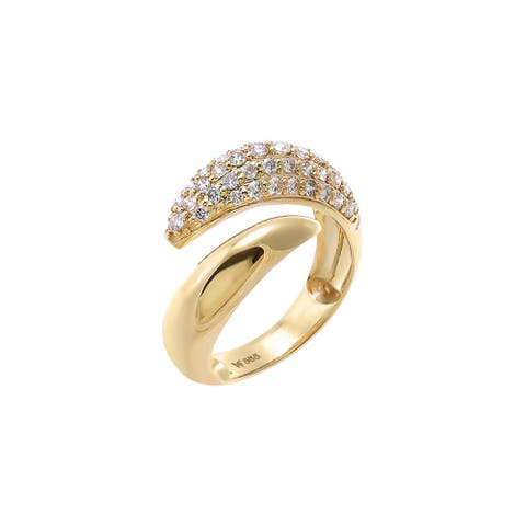 Diamond Pave Wrap Horn Pinky Ring 14K