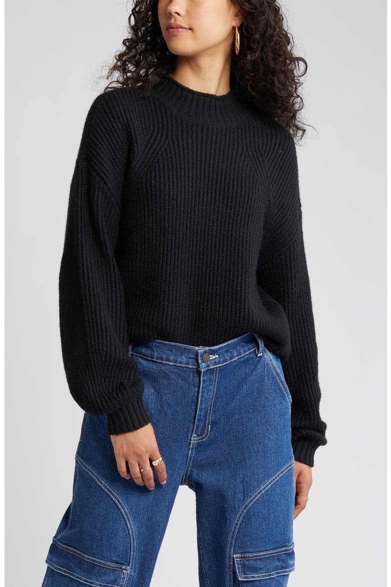 Mock Neck Sweater, Alternate, color, BLACK JET