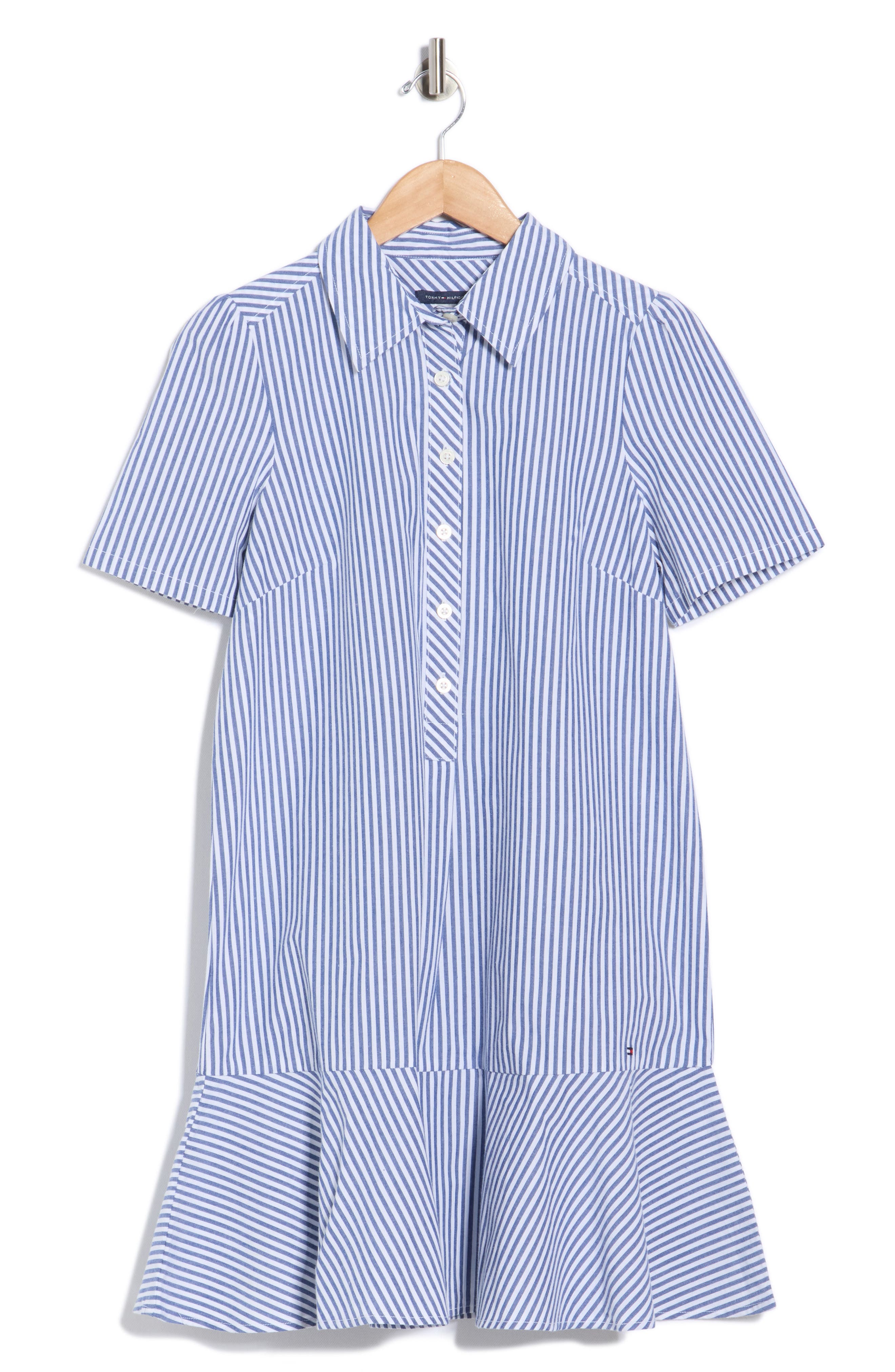 Tommy Hilfiger Ruffle Hem Cotton Shirtdress