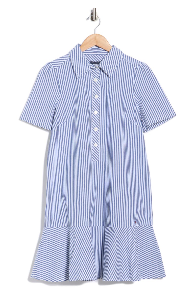 Ruffle Hem Cotton Shirtdress, Alternate, color, NOUVEAN NAVY