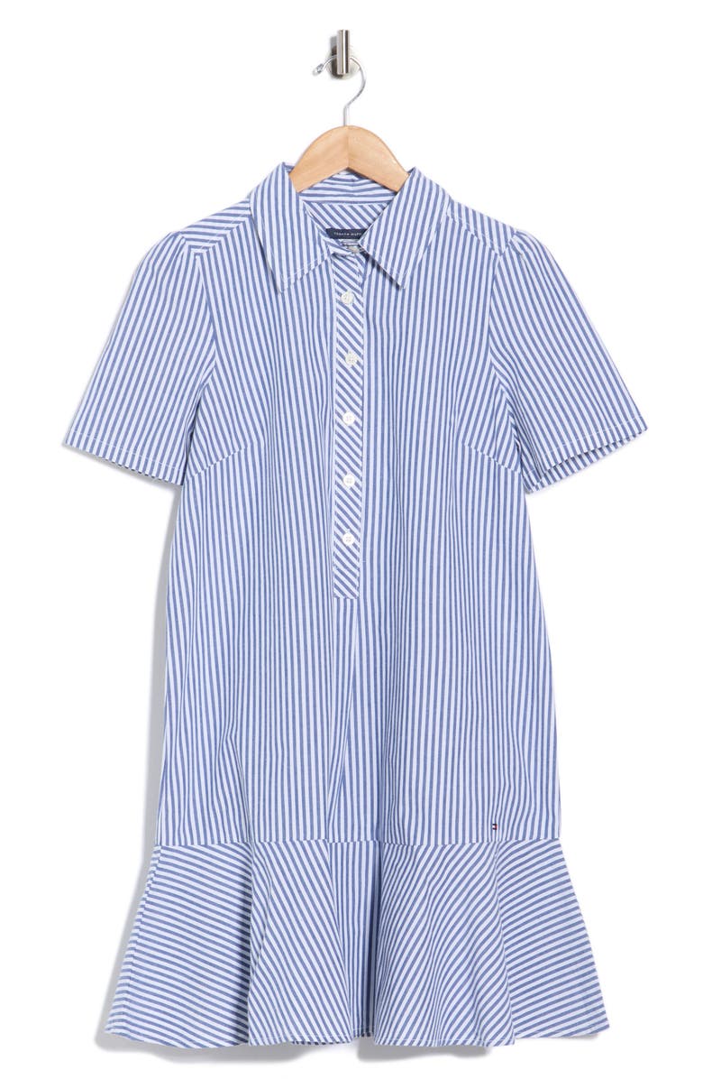 Tommy Hilfiger Ruffle Hem Cotton Shirtdress, Main, color, Nouvean Navy