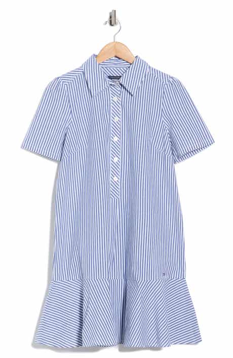 Tommy Hilfiger Ruffle Hem Cotton Shirtdress