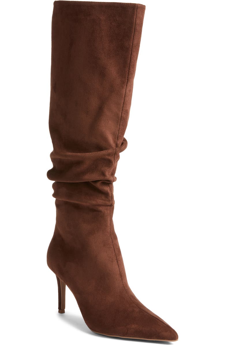 Open Edit Ariana Pointed Toe Knee High Boot, Main, color, Brown Dark