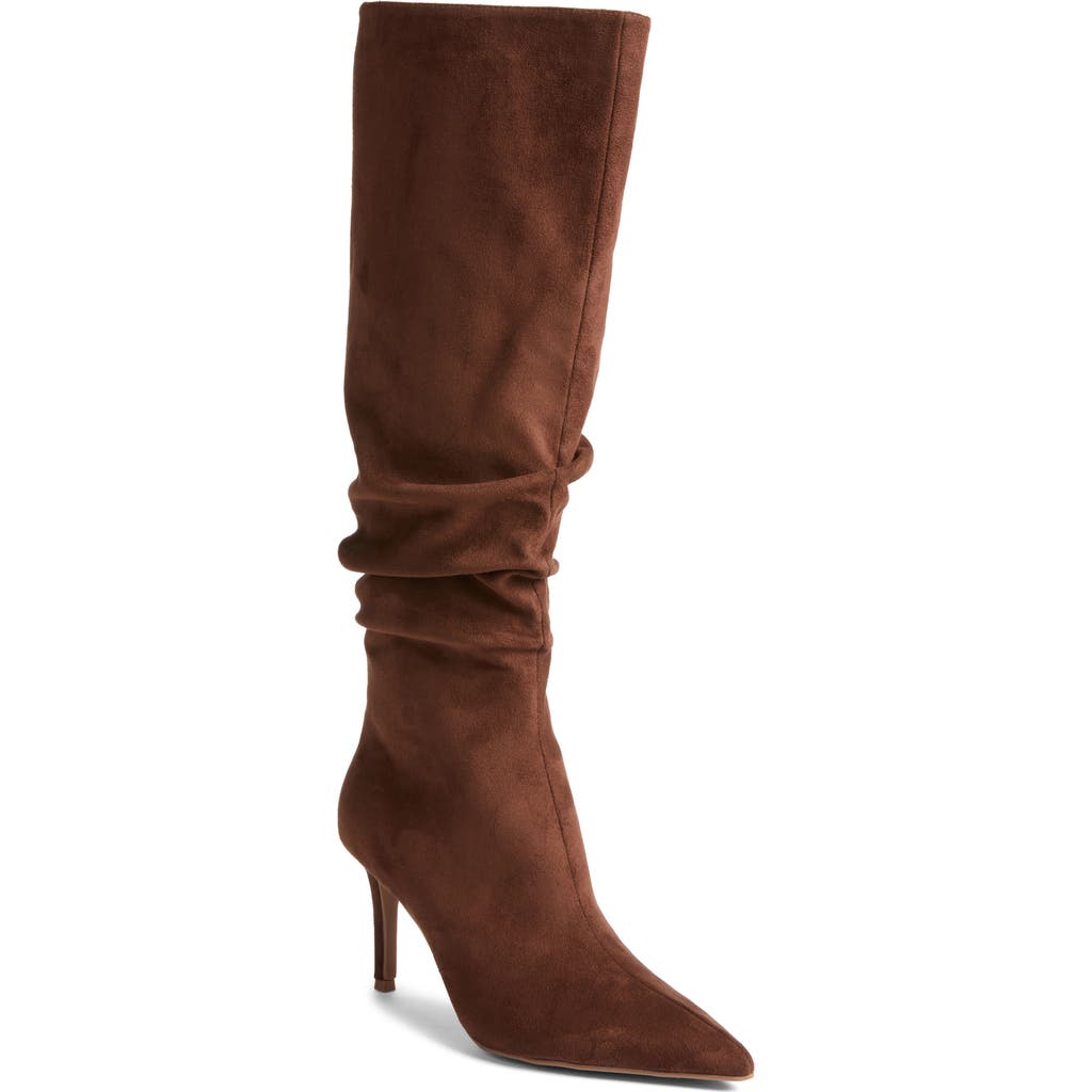 Open Edit Ariana Pointed Toe Knee High Boot In Brown
