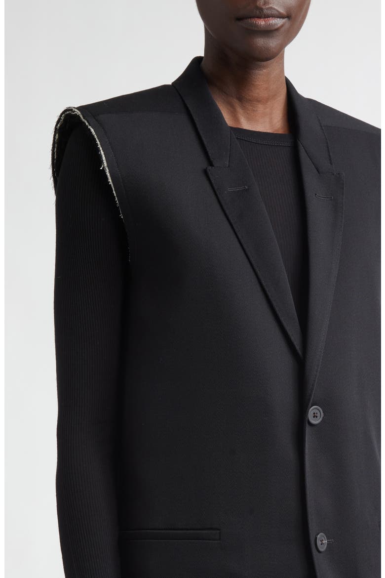 Raw Edge Wool Vest, Alternate, color, BLACK