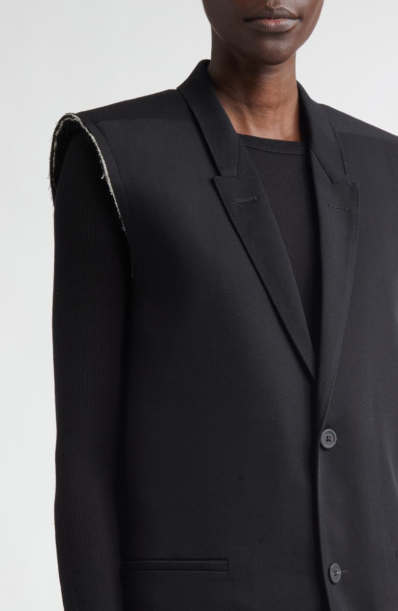 Rick Owens Raw Edge Wool Vest, Alternate, color, Black