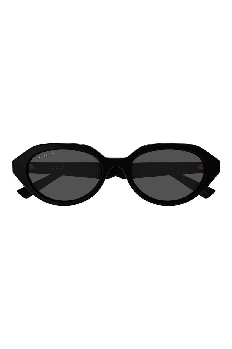 53mm Geometric Sunglasses, Main, color, BLACK