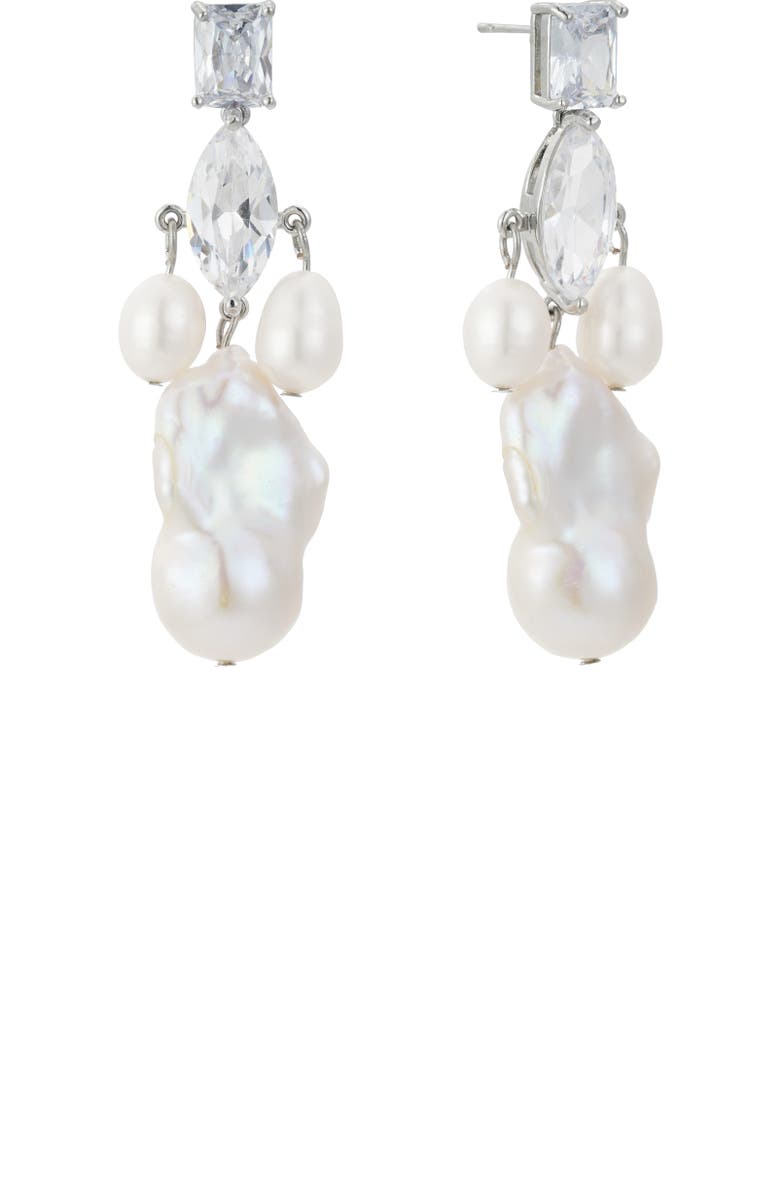 Untamed Petals Astoria Freshwater Pearl Drop Earrings, Alternate, color, Silver