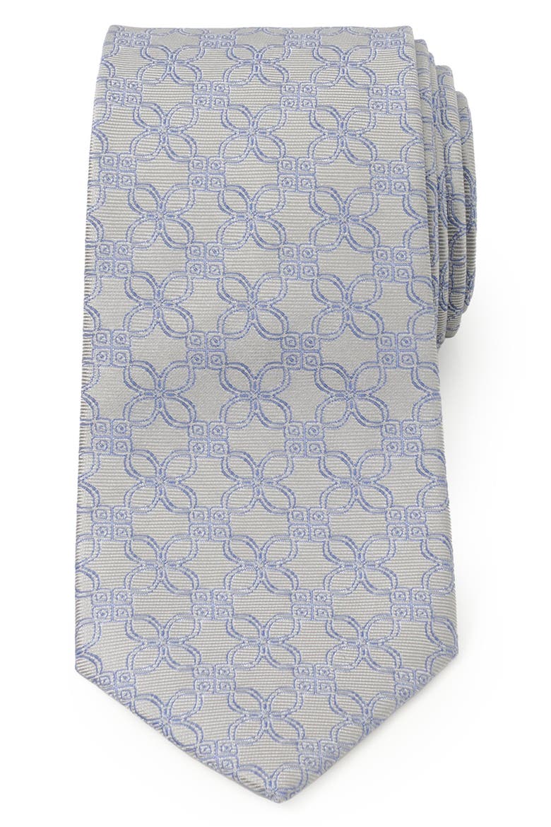 Grey Art Deco Silk Tie, Main, color, GRAY