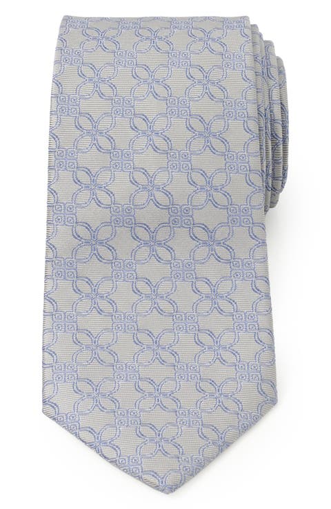 Grey Art Deco Silk Tie
