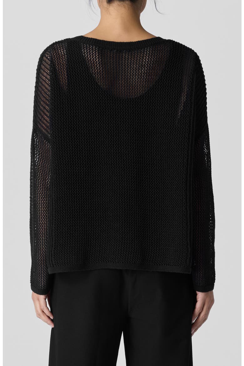 Open Stitch Organic Linen & Organic Cotton Sweater, Alternate, color, BLACK