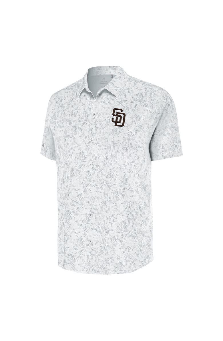 ANTIGUA Men's Antigua White San Diego Padres Lush Button-Up Shirt, Alternate, color, 