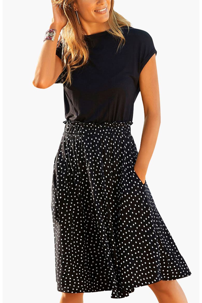 Polka Dot 2-In-1 Dress, Main, color, Black Dotted