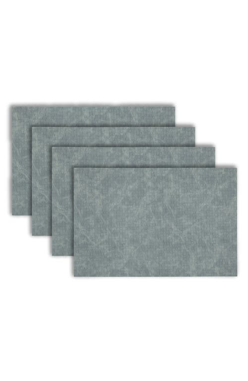 Dainty Home Faux Leather Reversible Set Of 4 Placemats In Reversible Dusty Blue