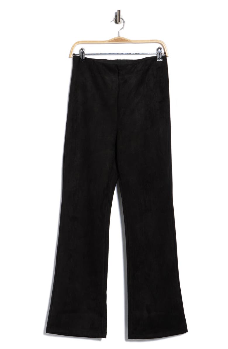 Ellen Tracy Faux Suede Semi Flare Leg Pants, Alternate, color, Black
