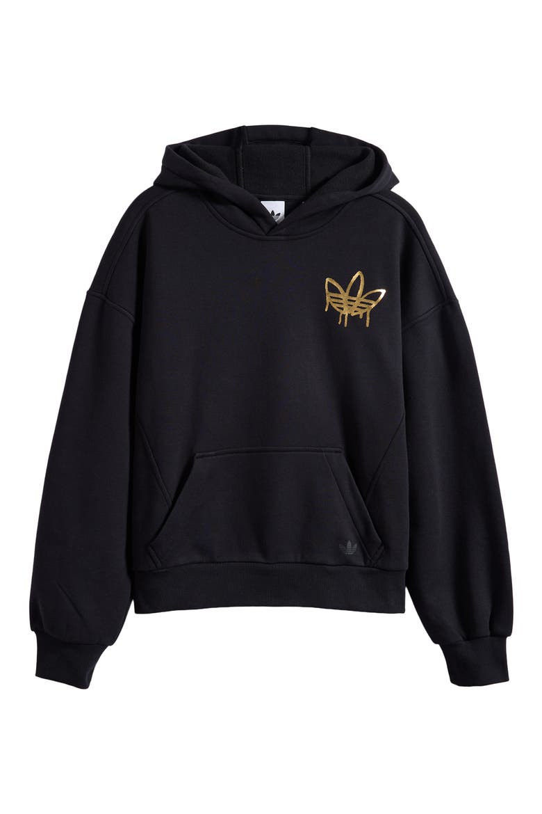 Kids' Trefoil Graffiti Pullover Hoodie, Main, color, BLACK