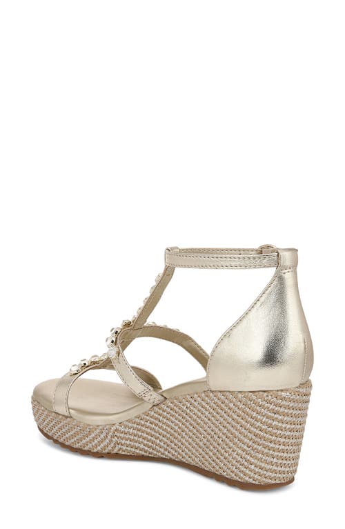 Naturalizer Serena Ankle Strap Espadrille Platform Wedge Sandal In Champagne Metallic Leather