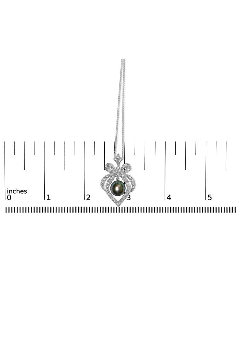 18K 3/4 Cttw Diamond Cultured Black Tahitian Pearl Heart Pendant Necklace, Alternate, color, White