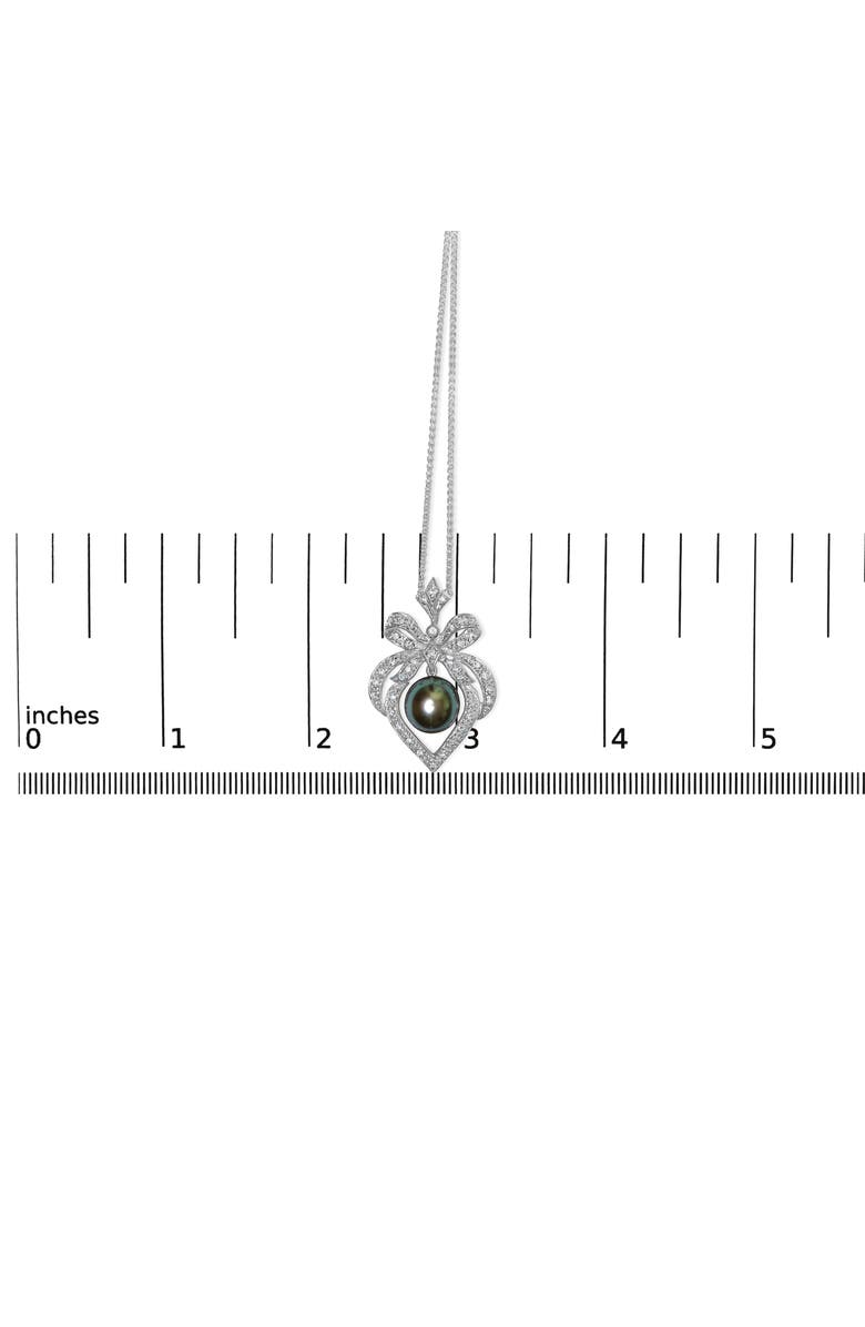 Haus of Brilliance 18K 3/4 Cttw Diamond Cultured Black Tahitian Pearl Heart Pendant Necklace, Alternate, color, White