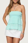 EDIKTED Harleigh Strapless Smocked Cotton Top