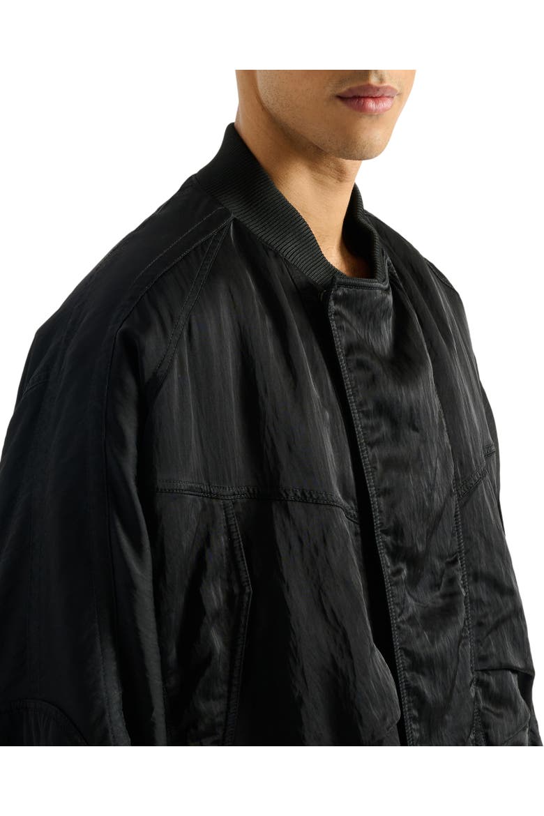 bomber jacket in textured nylon, Alternate, color, black