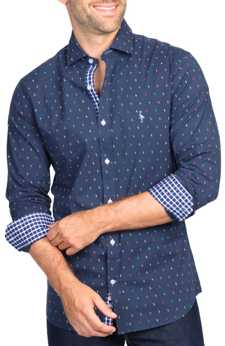 TailorByrd Byrd Print Long Sleeve Button-Down Shirt, Alternate, color, 