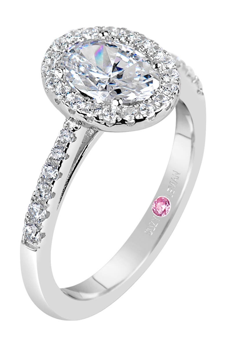 SUZY LEVIAN Sterling Silver Oval CZ Engagement Ring, Alternate, color, White
