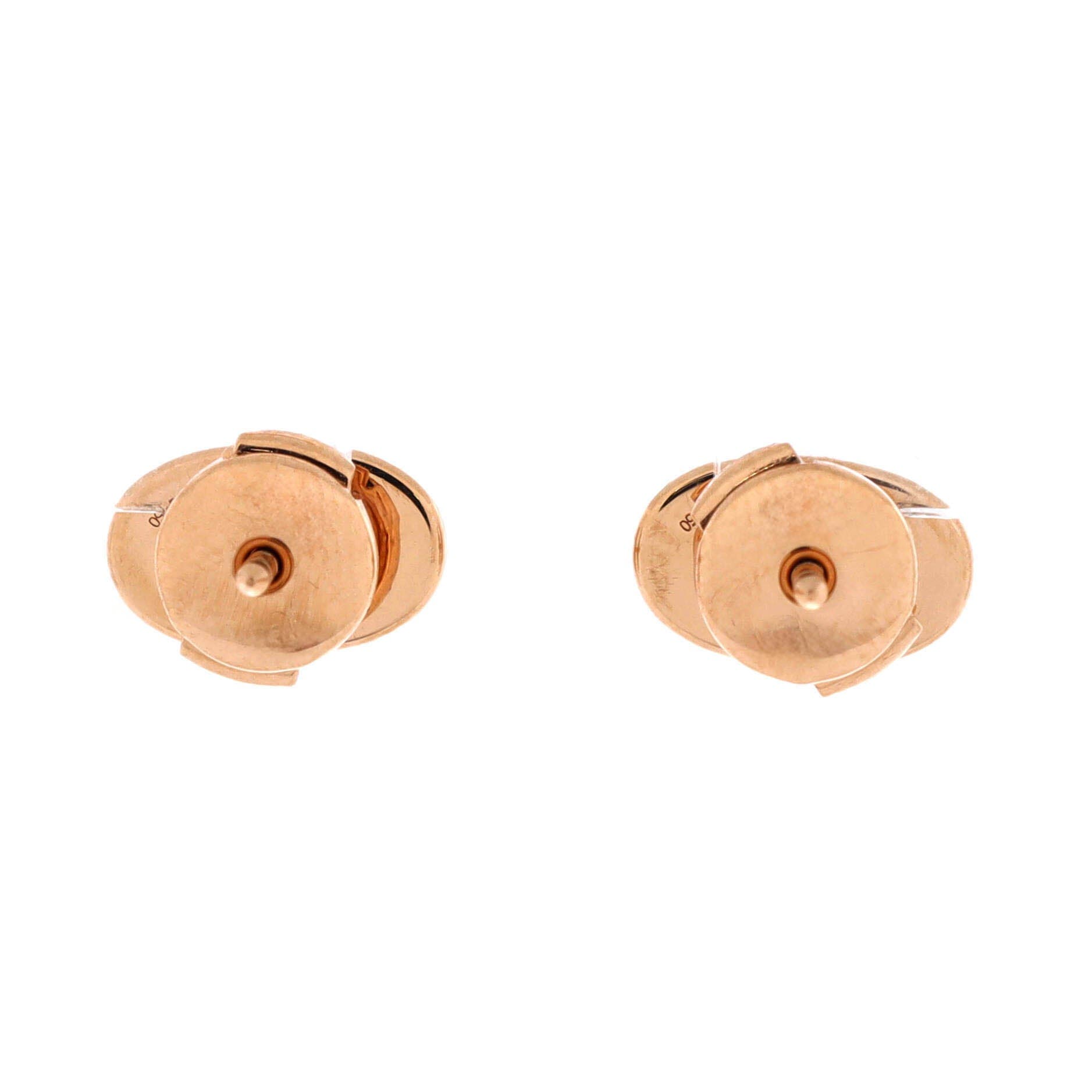 Pre-Owned Hermes Chaine d'Ancre Contour Stud Earrings 18K Rose Gold and Diamonds, Alternate, color, Rose Gold