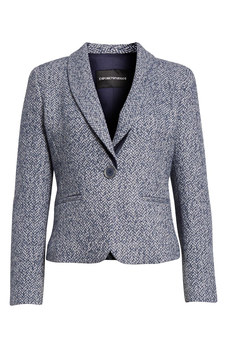 Emporio Armani Metallic Chevron Tweed Jacket, Alternate, color, Solid Light Blue