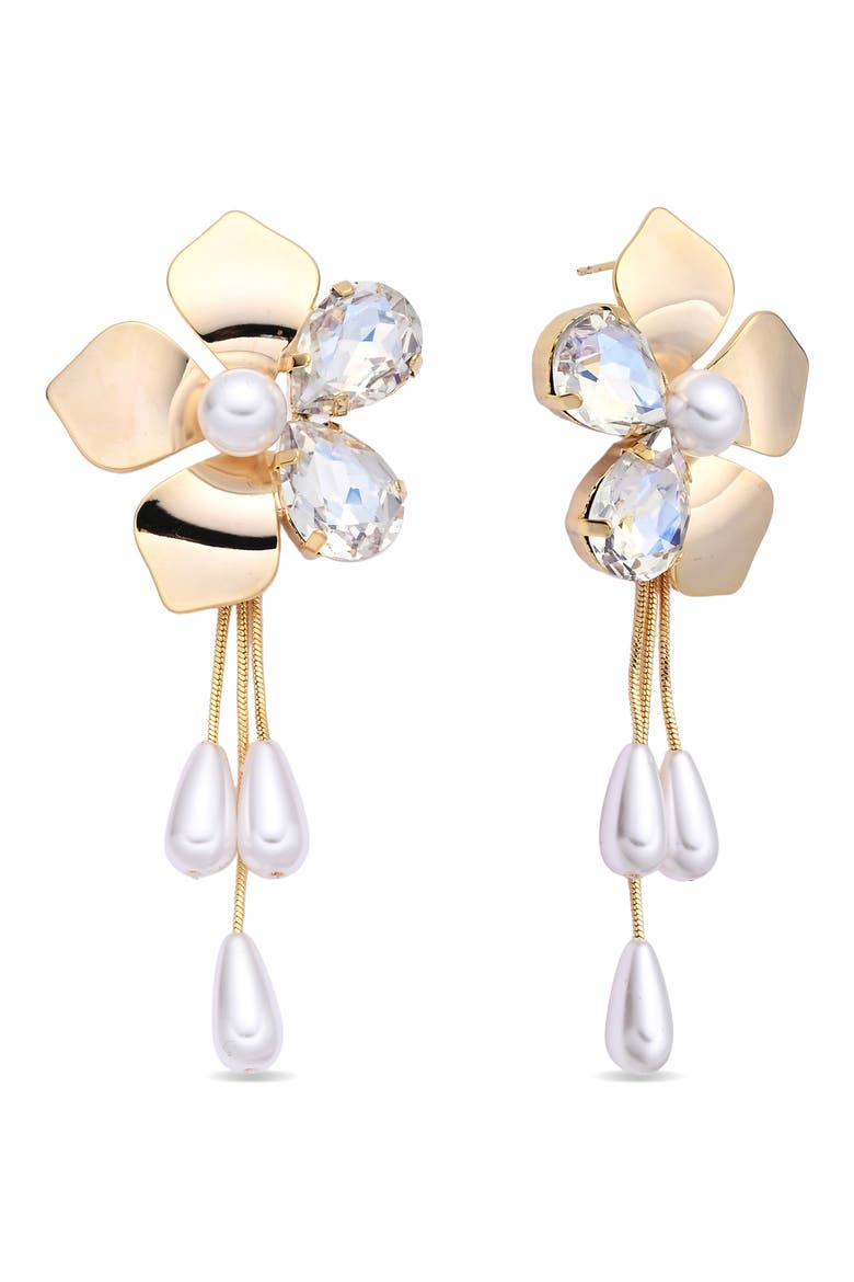 Penelope Flower Drop Earrings, Main, color, GOLD