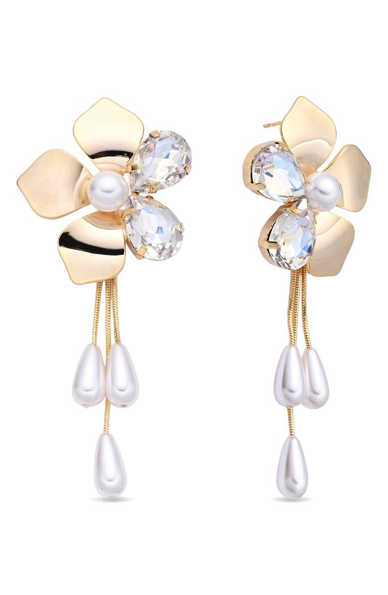 EYE CANDY LOS ANGELES Penelope Flower Drop Earrings, Main, color, Gold