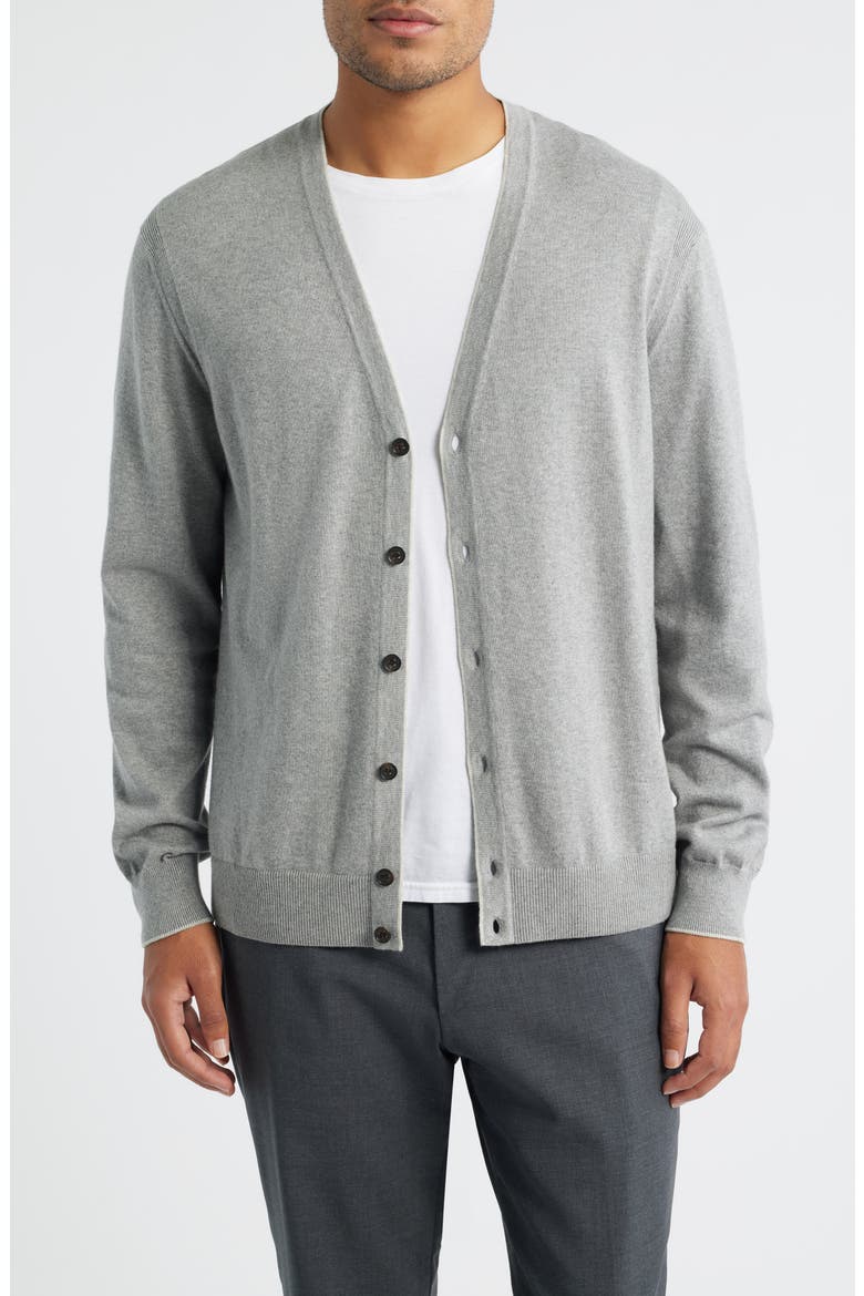 Charleston Cotton & Cashmere Cardigan, Main, color, GREY