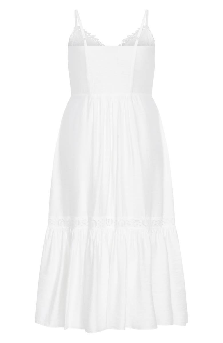 City Chic Brielle Lace Trim Maxi Sundress, Alternate, color, Ivory