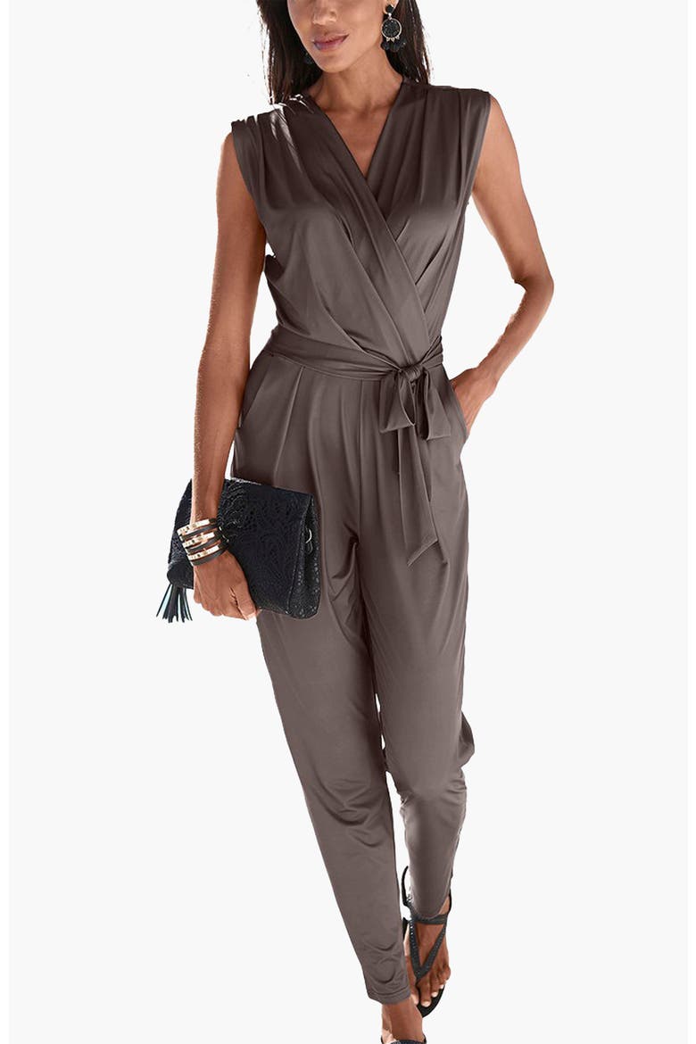 Wrap Look Jumpsuit, Main, color, Taupe