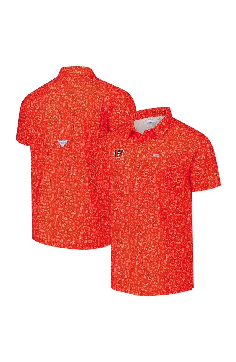 Columbia Men's Columbia PFG Orange Cincinnati Bengals Super Slack Tide Omni-Wick Button-Up Shirt, Alternate, color, 