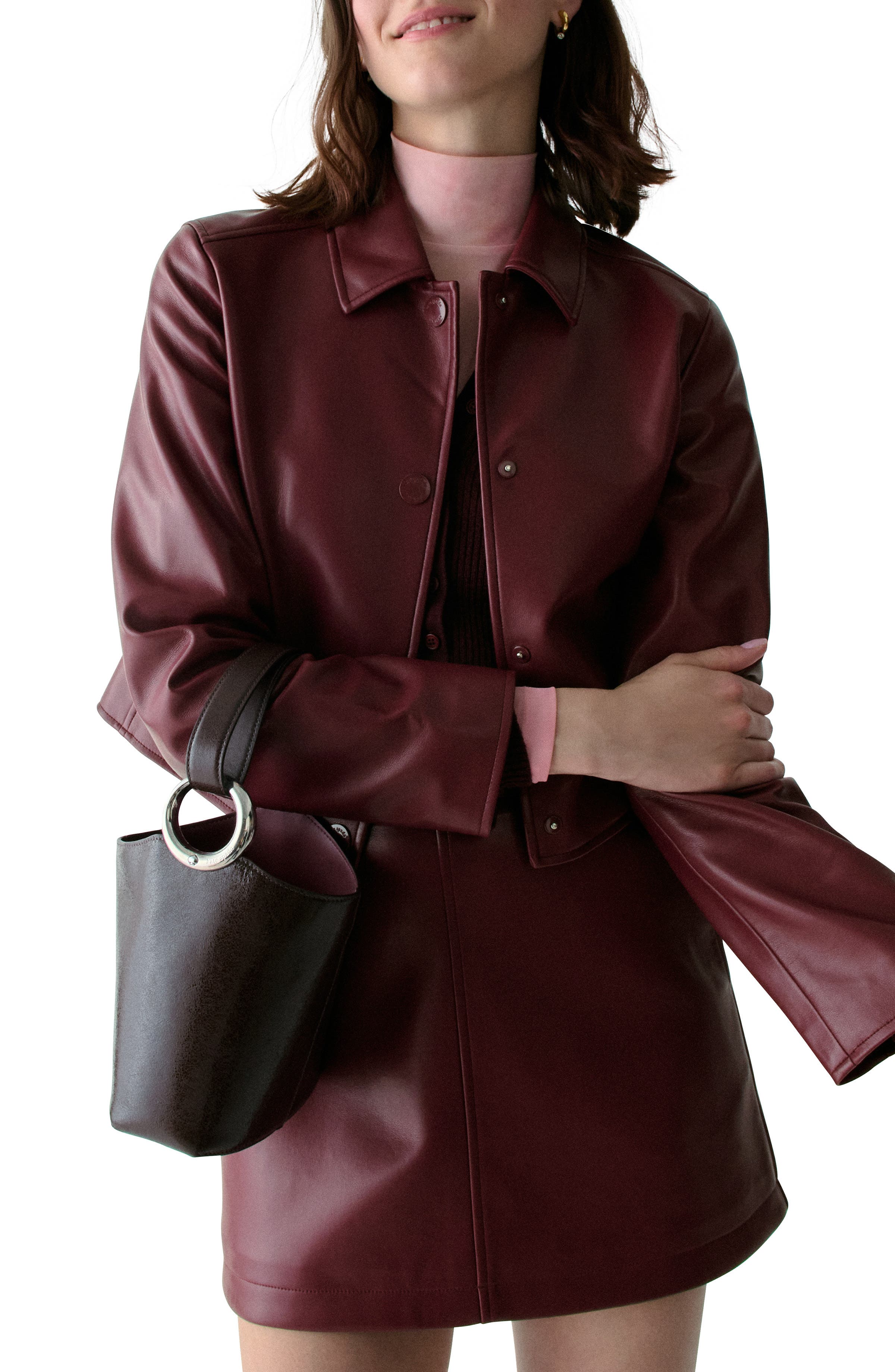 Kate Spade New York halo glazed leather mini bucket bag, Alternate, color, Hot Fudge