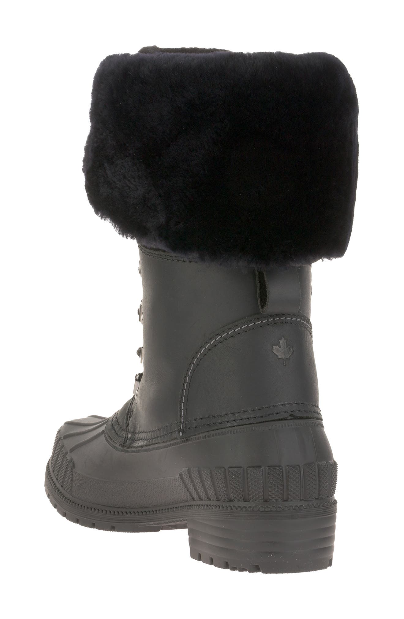 Kamik Sienna F 2 Genuine Shearling Trim Waterproof Boot, Alternate, color, Bk2-Black