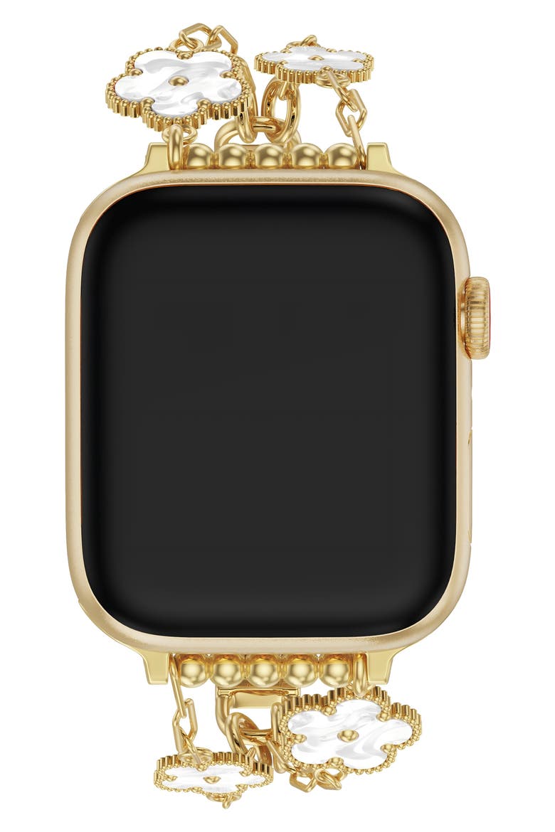 Flora Stainless Steel Apple Watch® Watchband, Alternate, color, GOLD
