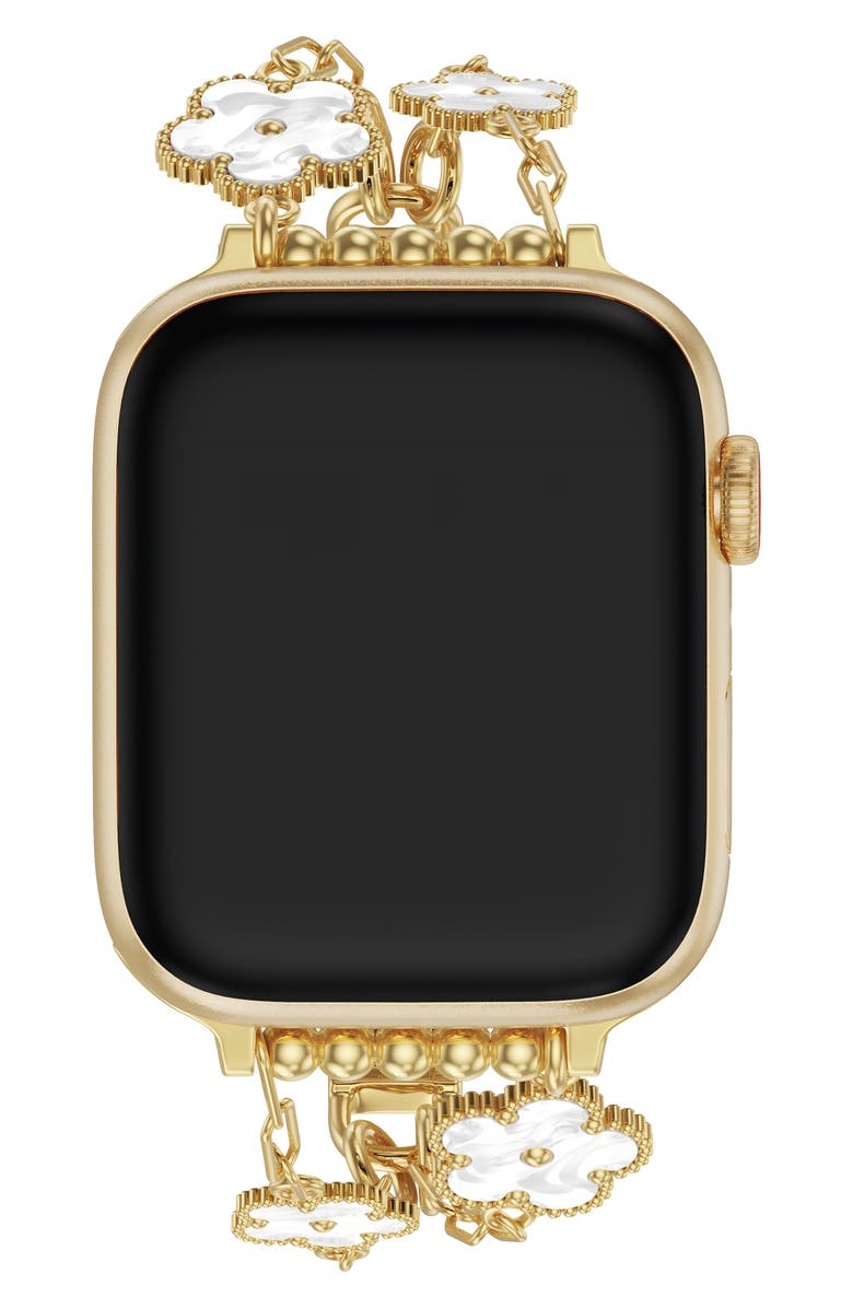 The Posh Tech Flora Stainless Steel Apple Watch<sup>®</sup> Watchband, Alternate, color, Gold