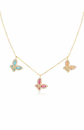 GABI RIELLE 14K Gold Plated CZ Butterfly Necklace