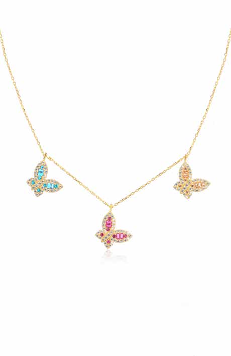 GABI RIELLE 14K Gold Plated CZ Butterfly Necklace