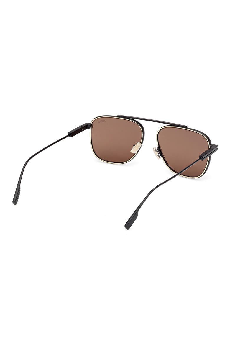 57mm Geometric Sunglasses, Alternate, color, BLACK METAL/ DEEP GOLD/ ROVIEX